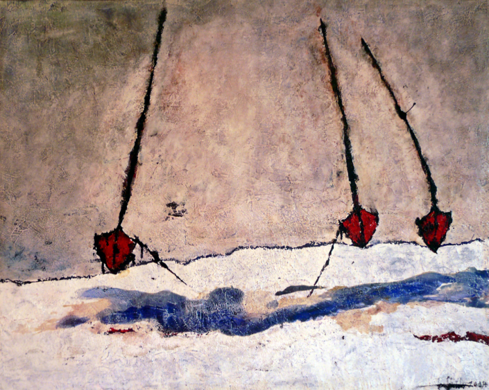 Malerei zum Thema Boote und Meer von Jan Schröder