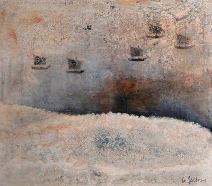 Malerei zum Thema Boote und Meer von Jan Schröder
